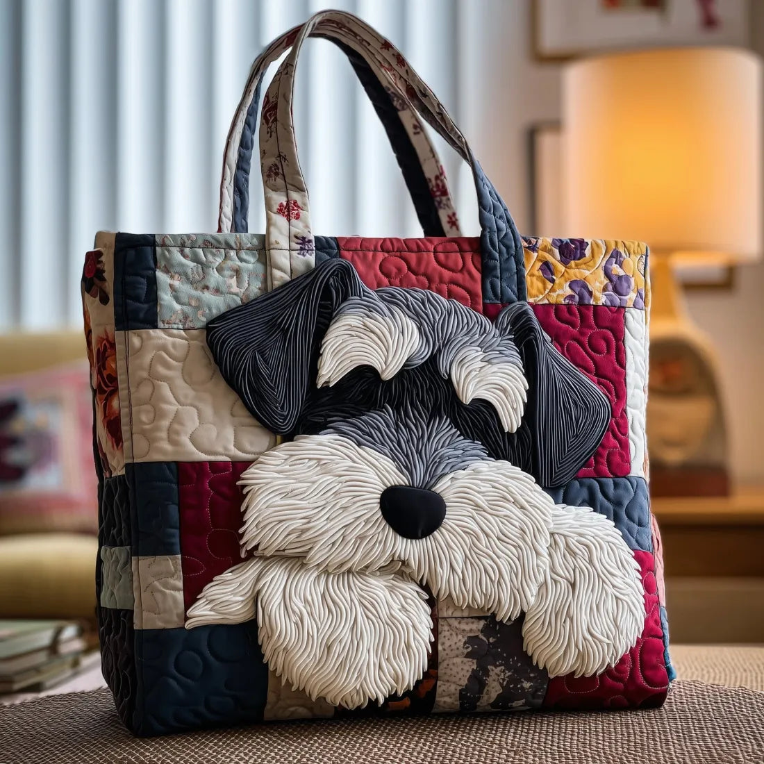 Håndlaget veske med schnauzer