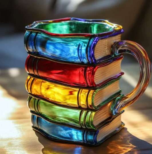 Håndlaget Fargerik Bok-tema Krus