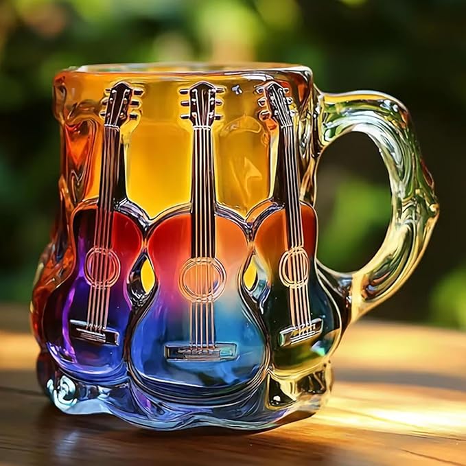Håndlaget krus med 3D gitar kunstverk